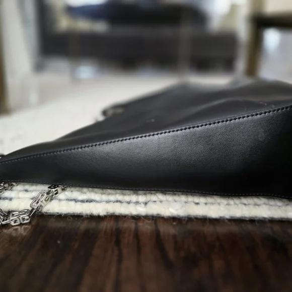 🌟 Givenchy Black Cut Out Moon Shoulder Bag with Silver Chain, authentic